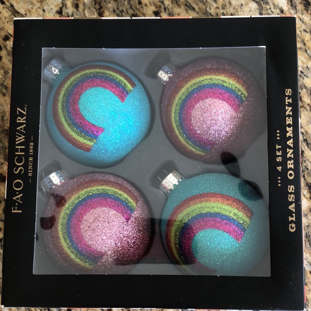 Rainbow glittery Christmas ball ornaments